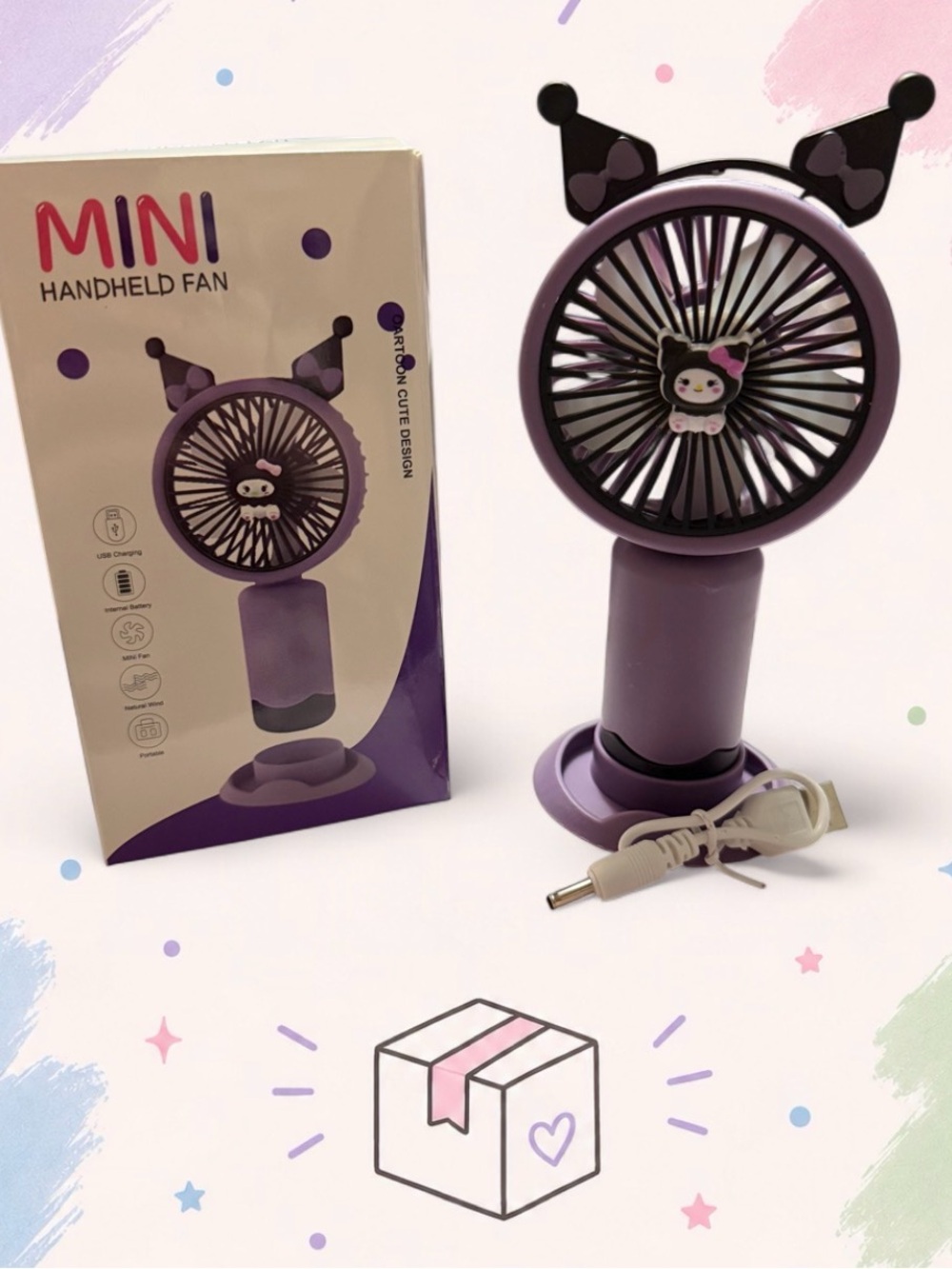 Kuromi Handheld OR Desktop Fan | NIB | Charger Included